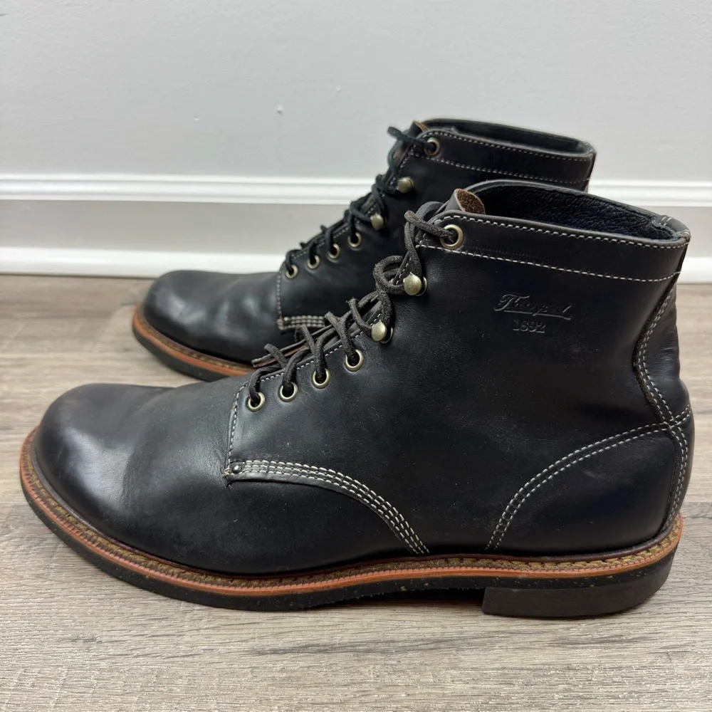 Thorogood 1892 Beloit Black Leather Boots Men’s Size 13 Work Cork Lace Up - Picture 7 of 15